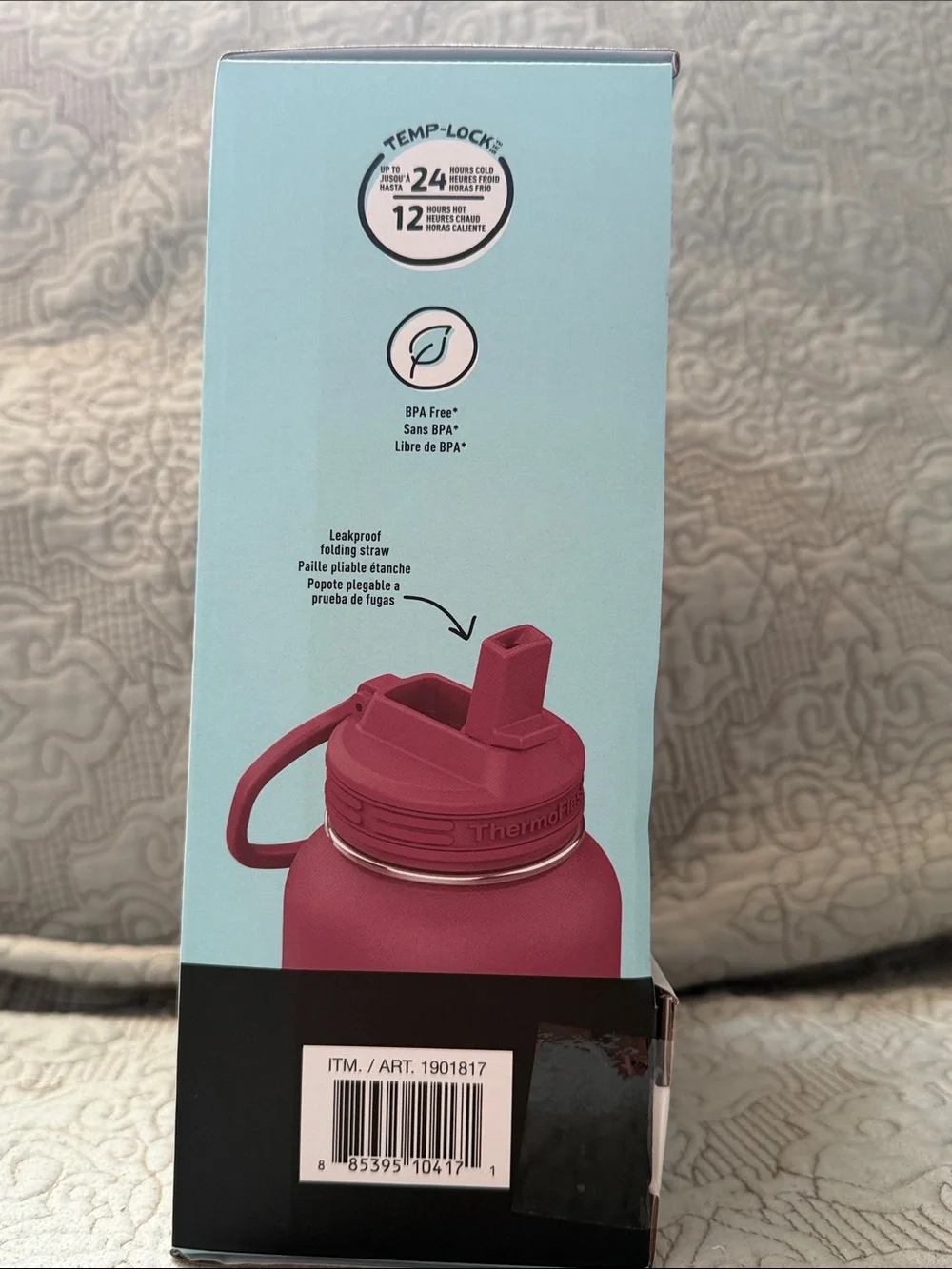 ThermoFlask Leakproof Insulated Water Bottle Set - Black & Pink